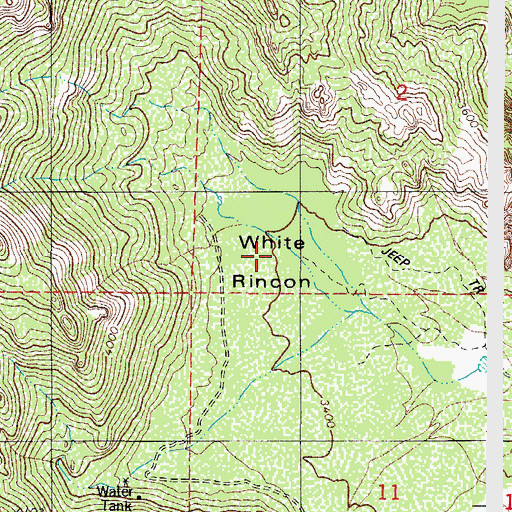 Topographic Map of White Rincon, AZ