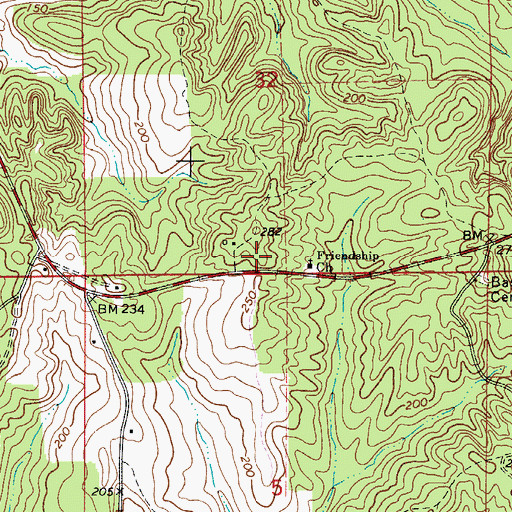 Topographic Map of Friendship School (historical), AL