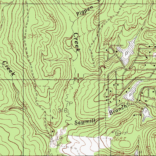 Topographic Map of Pigpen Branch, TX