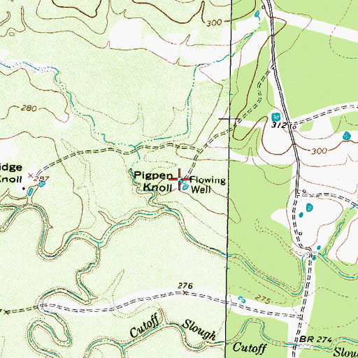 Topographic Map of Pigpen Knoll, TX