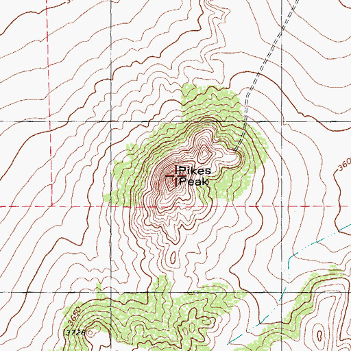 Topographic Map of Pikes Peak, TX
