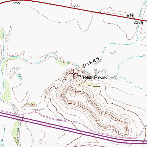 Topographic Map of Pikes Peak, TX