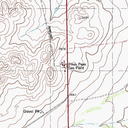 Topographic Map of Pikes Peak Gas Plant, TX