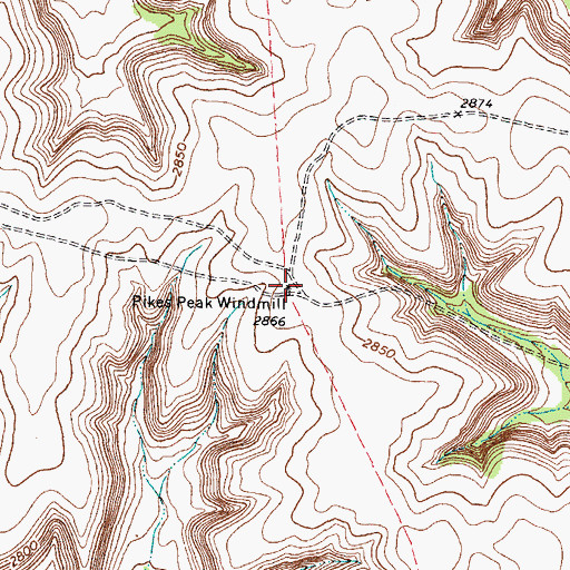 Topographic Map of Pikes Peak Windmill, TX