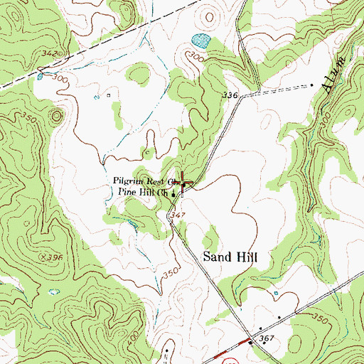 Topographic Map of Pilgrim Rest Church, TX