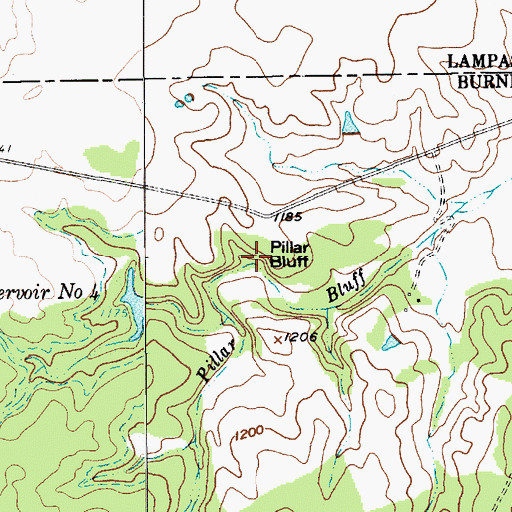 Topographic Map of Pillar Bluff, TX