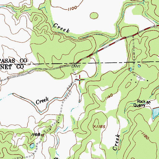 Topographic Map of Pillar Bluff Creek, TX