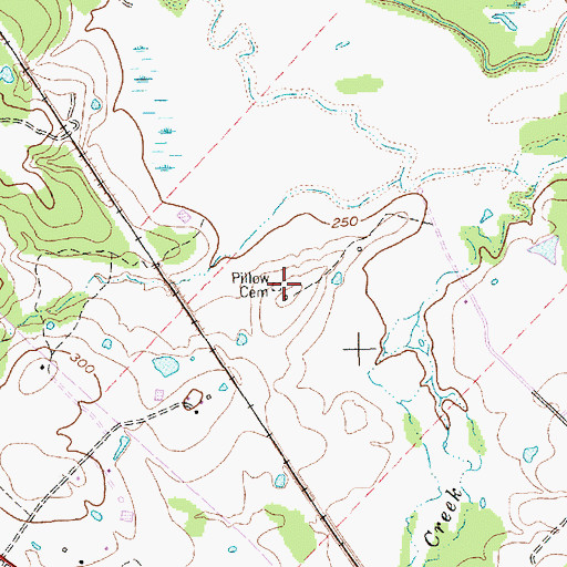 Topographic Map of Pillow Cemetery, TX