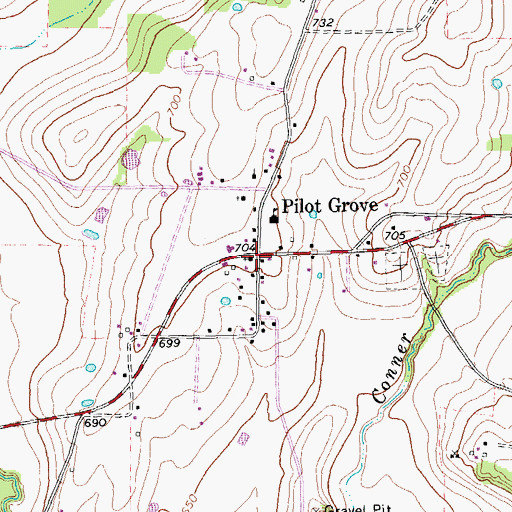 Topographic Map of Pilot Grove, TX