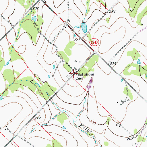 Topographic Map of Pilot Grove Cemetery, TX