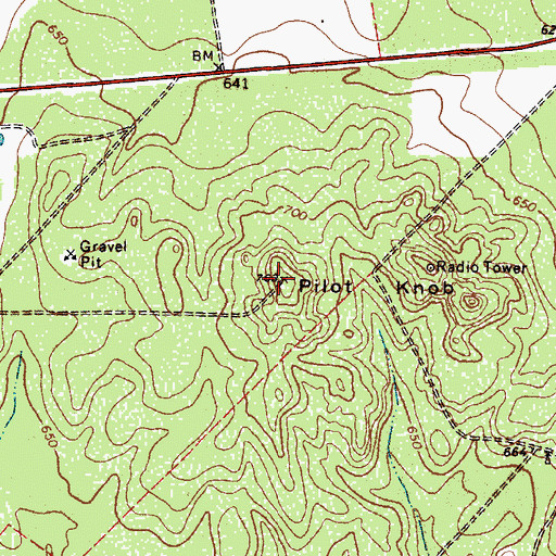 Topographic Map of Pilot Knob, TX