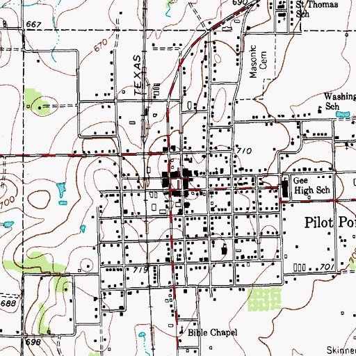 Topographic Map of Pilot Point, TX