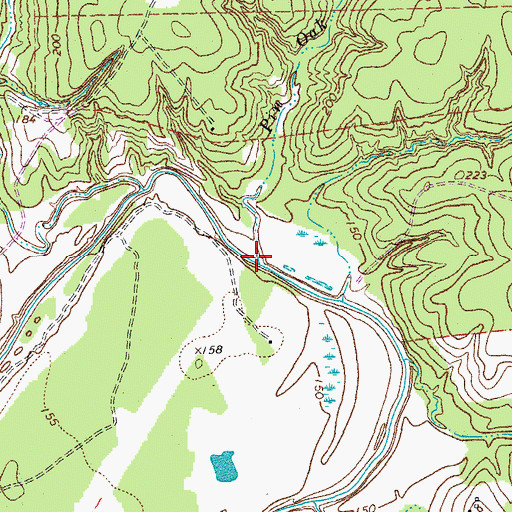 Topographic Map of Pin Oak Branch, TX