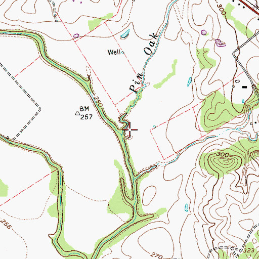 Topographic Map of Pin Oak Creek, TX