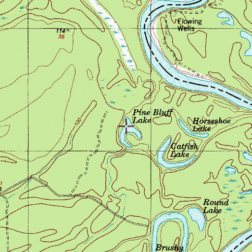 Topographic Map of Pine Bluff Lake, TX