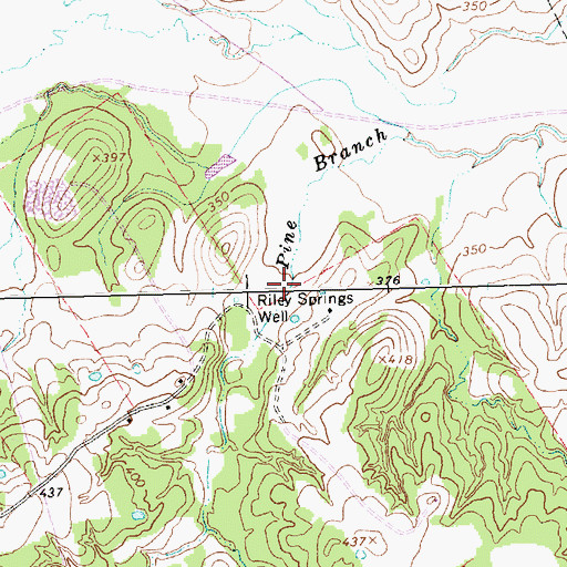 Topographic Map of Pine Branch, TX