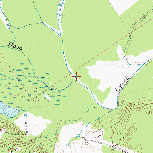 Topographic Map of Pine Creek, TX