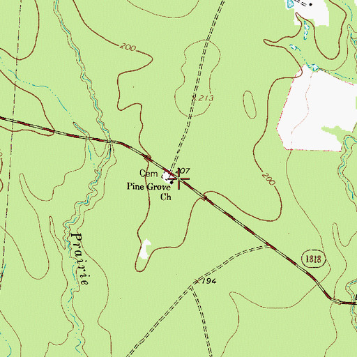 Topographic Map of Pine Grove Church, TX