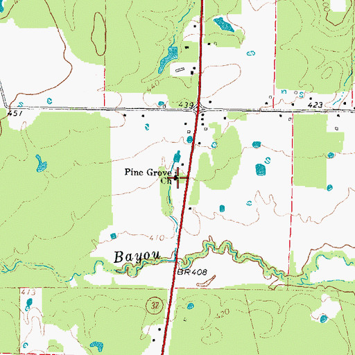 Topographic Map of Pine Grove Church, TX