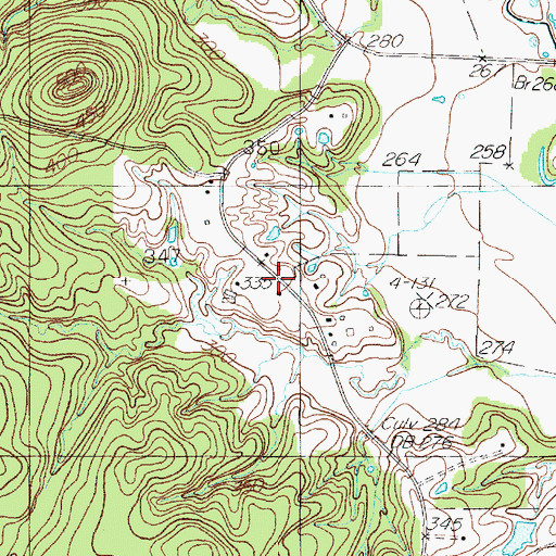 Topographic Map of Pine Hill Church, TX