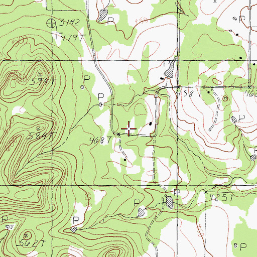 Topographic Map of Pine Hill Church, TX