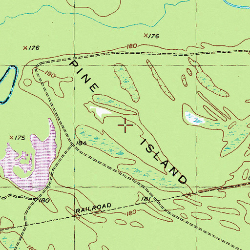 Topographic Map of Pine Island, TX