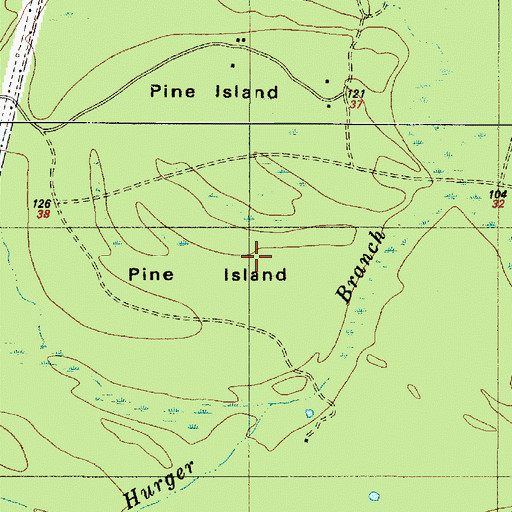 Topographic Map of Pine Island, TX