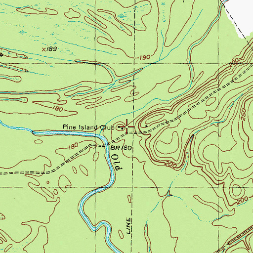 Topographic Map of Pine Island Club, TX