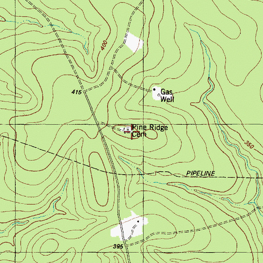 Topographic Map of Pine Ridge Cemetery, TX
