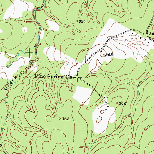 Topographic Map of Pine Spring Church, TX