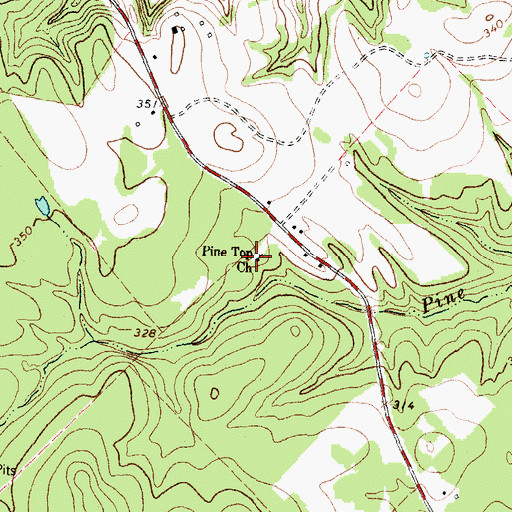 Topographic Map of Pine Top Church, TX