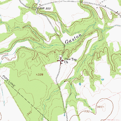Topographic Map of Pine Top Church, TX