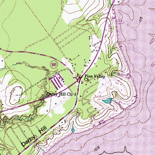 Topographic Map of Pine Valley Church, TX