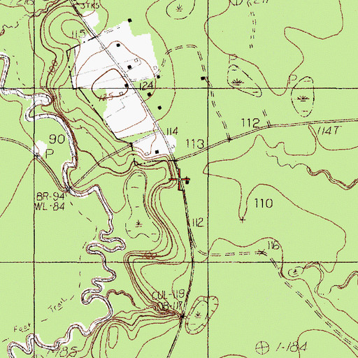 Topographic Map of Pineville Church, TX