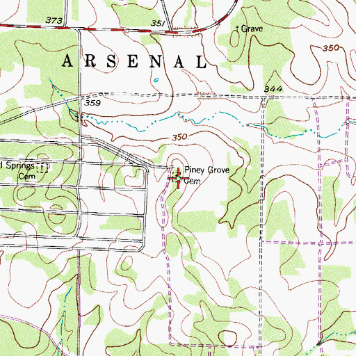 Topographic Map of Piney Grove Cemetery, TX
