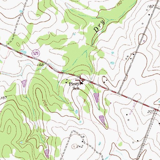 Topographic Map of Piney School, TX