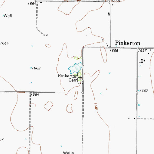 Topographic Map of Pinkerton Cemetery, TX