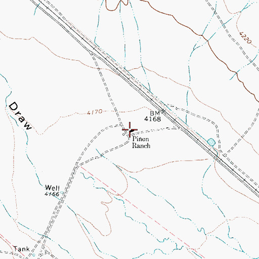 Topographic Map of Pinon Ranch, TX