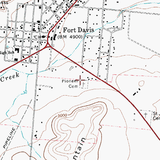 Topographic Map of Pioneer Cemetery, TX