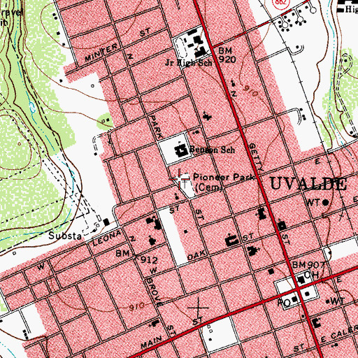 Topographic Map of Pioneer Park Cemetery, TX
