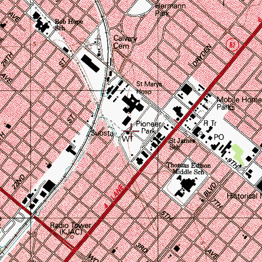 Topographic Map of Pioneer Park, TX