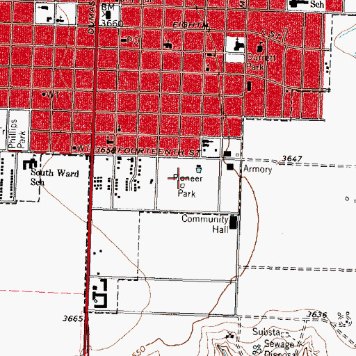 Topographic Map of Pioneer Park, TX
