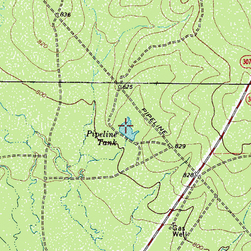 Topographic Map of Pipeline Tank, TX
