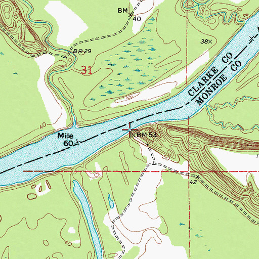 Topographic Map of Harris Landing (historical), AL