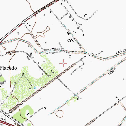 Topographic Map of Placedo Oil Field, TX