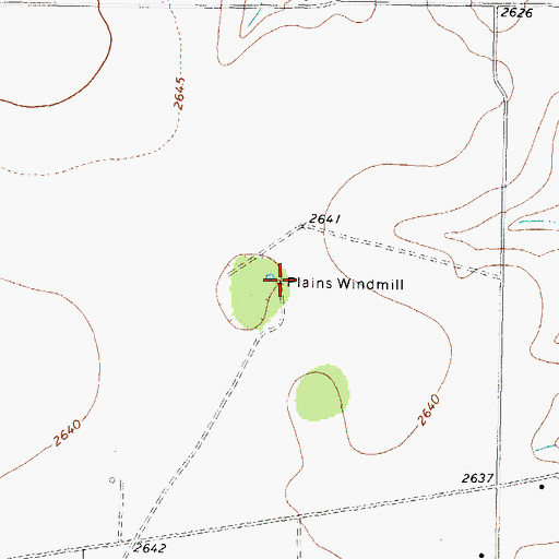 Topographic Map of Plains Windmill, TX