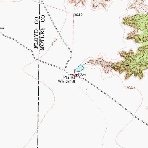 Topographic Map of Plains Windmill, TX