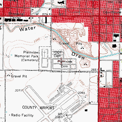 Topographic Map of Plainview Cemetery, TX