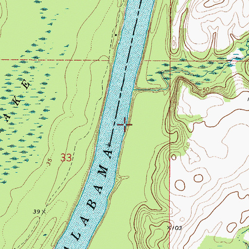 Topographic Map of Hollingers Landing (historical), AL