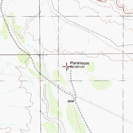 Topographic Map of Plank House, TX
